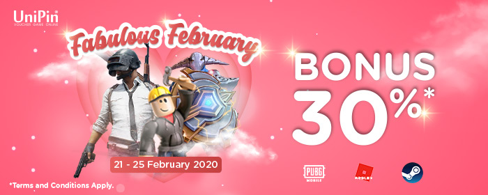 Fabulous February – Get 30% Bonus of UniPin Credits
